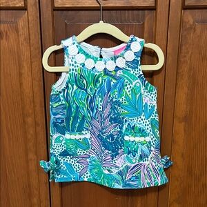 Lilly Pulitzer Kids Tropical Blue Pink Green Baby Girl Shift Dress | Sz. 6-12m